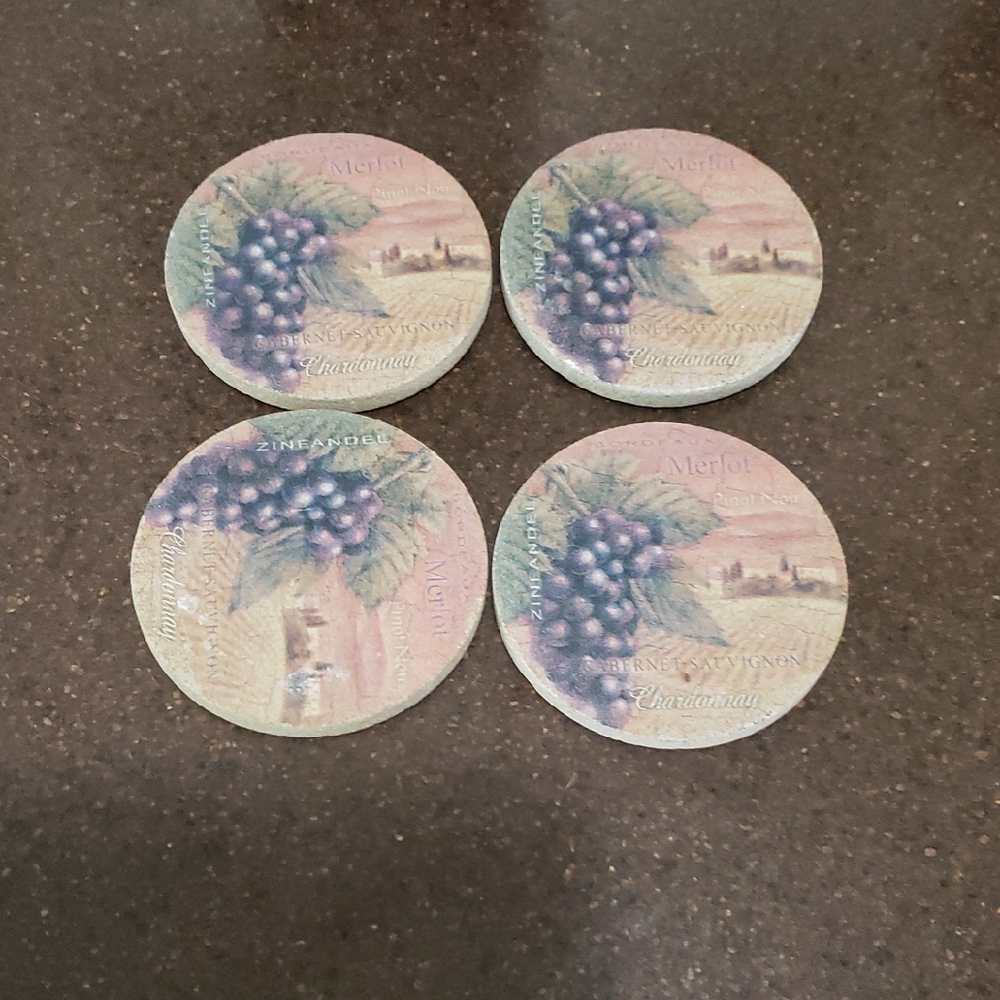 Thirstystone Natural Solid Sandstone Coasters featuring a "Wine Country" design.